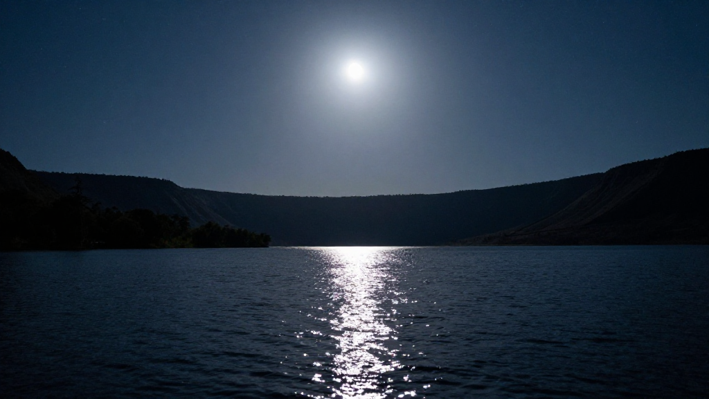 非洲恩戈罗恩戈罗湖泊月夜景象