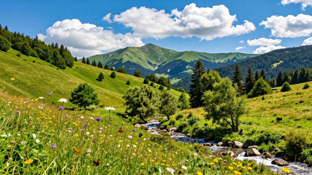 欧洲喀尔巴阡山丘陵仲夏景观