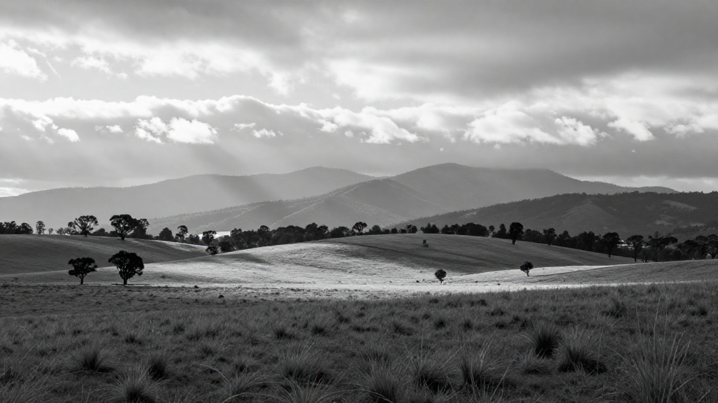 大洋洲维多利亚州平原黑白摄影