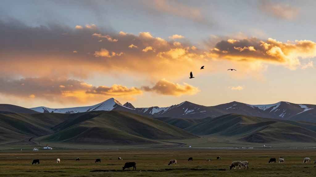 亚洲青藏高原高原申时景象