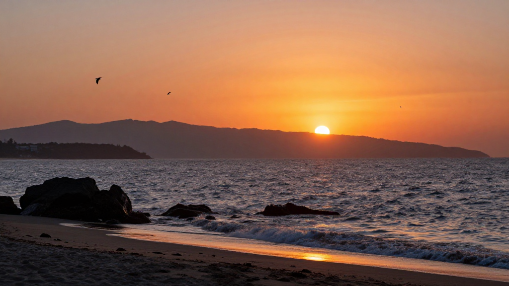 南美洲智利中央山谷海岸薄暮景象