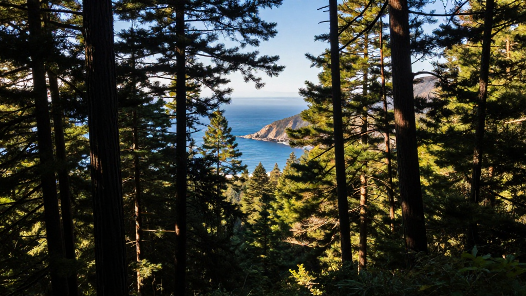 北美洲加利福尼亚海岸森林几何构成