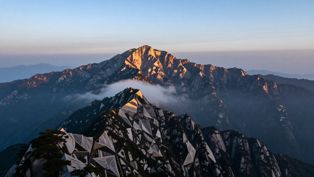 亚洲台湾玉山山脉几何构成