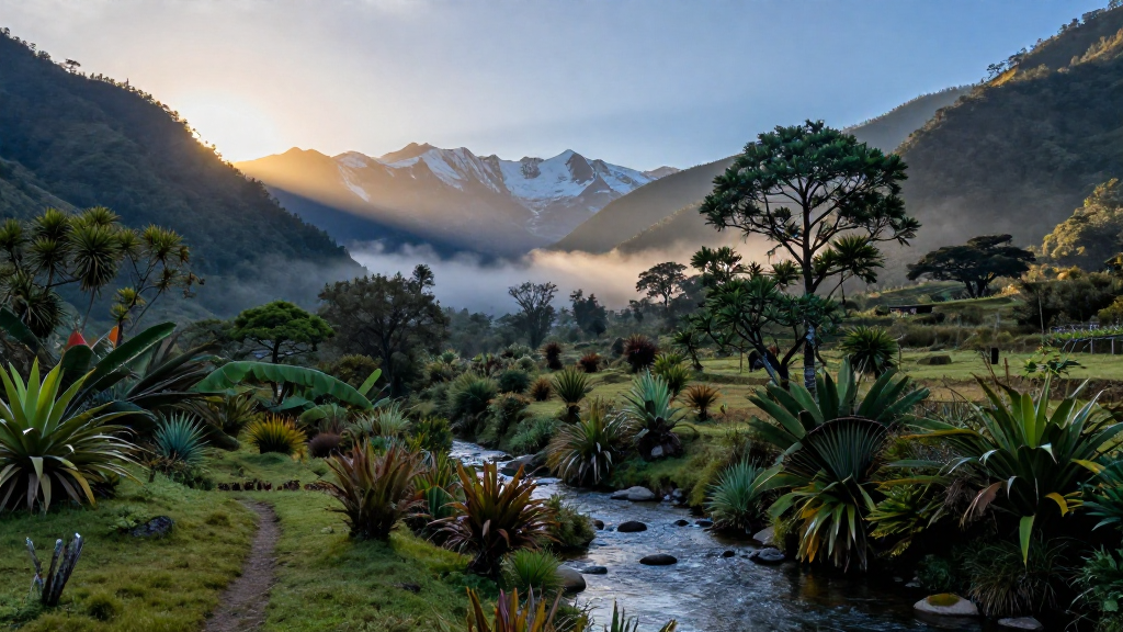 南美洲哥伦比亚安第斯山脉山脉清新色调
