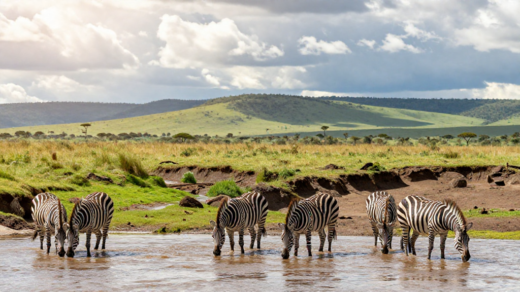 非洲马赛马拉草原淡水斑马