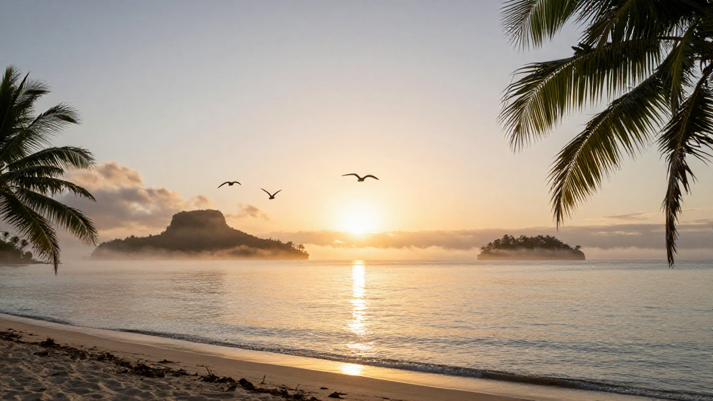 大洋洲所罗门群岛岛屿辰时景象