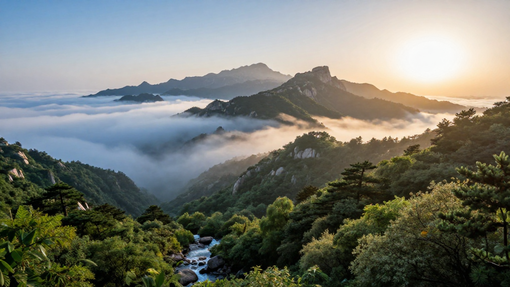亚洲泰山山脉航拍