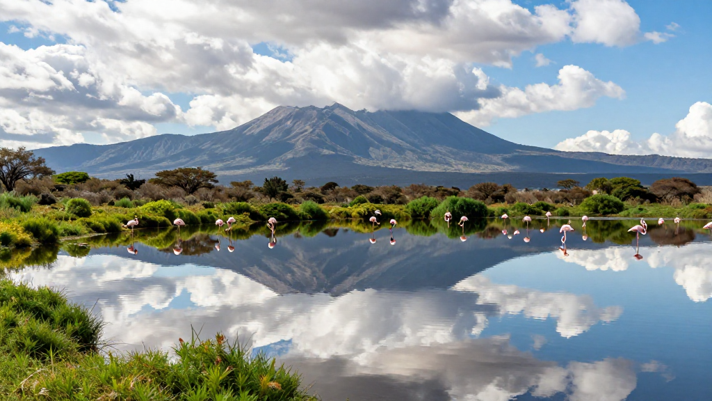非洲恩戈罗恩戈罗湖泊透视效果