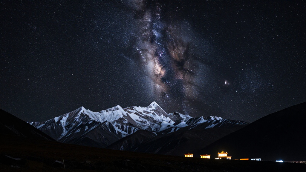 亚洲喜马拉雅山脉高原午夜景象