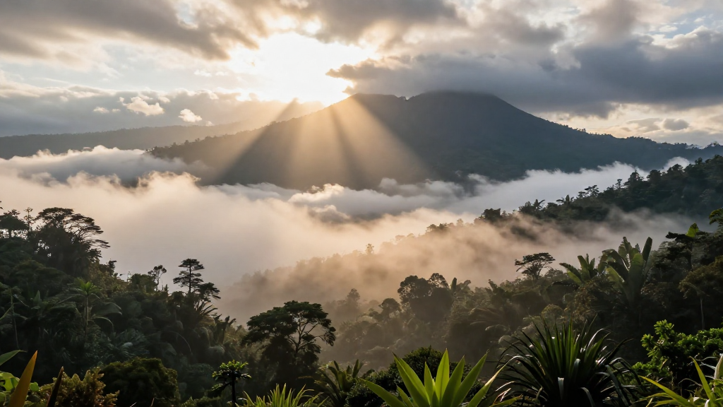 大洋洲巴布亚新几内亚山脉浓雾景观