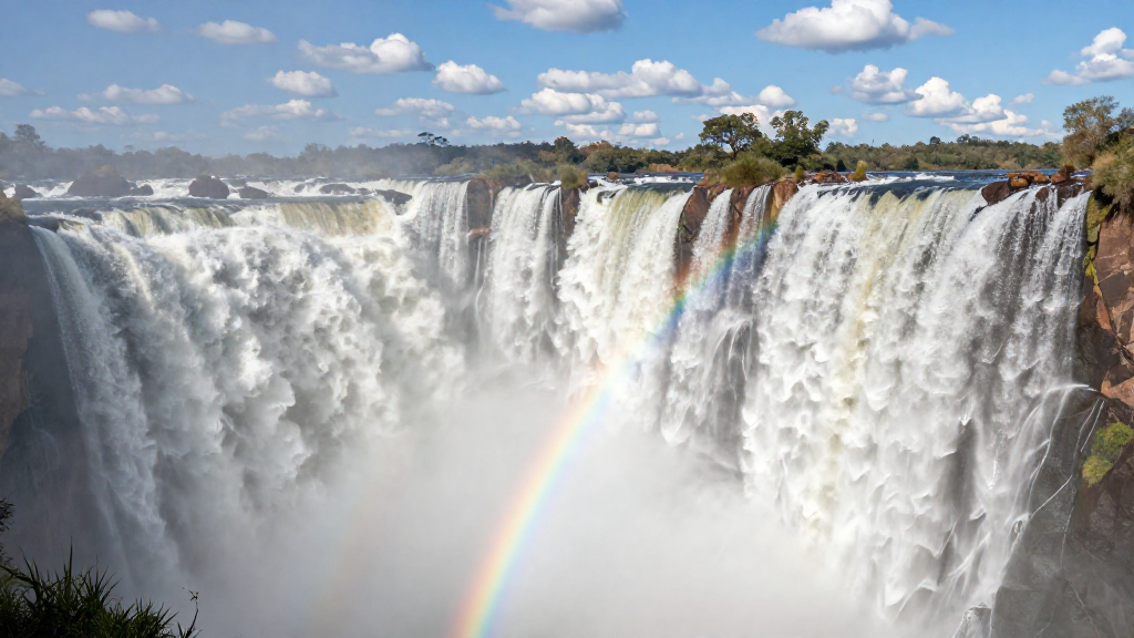 非洲维多利亚瀑布瀑布长焦摄影