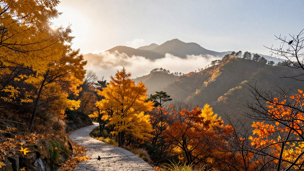 亚洲黄山丘陵柔和色彩