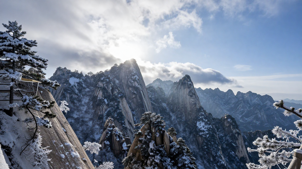 亚洲华山山脉霰景观