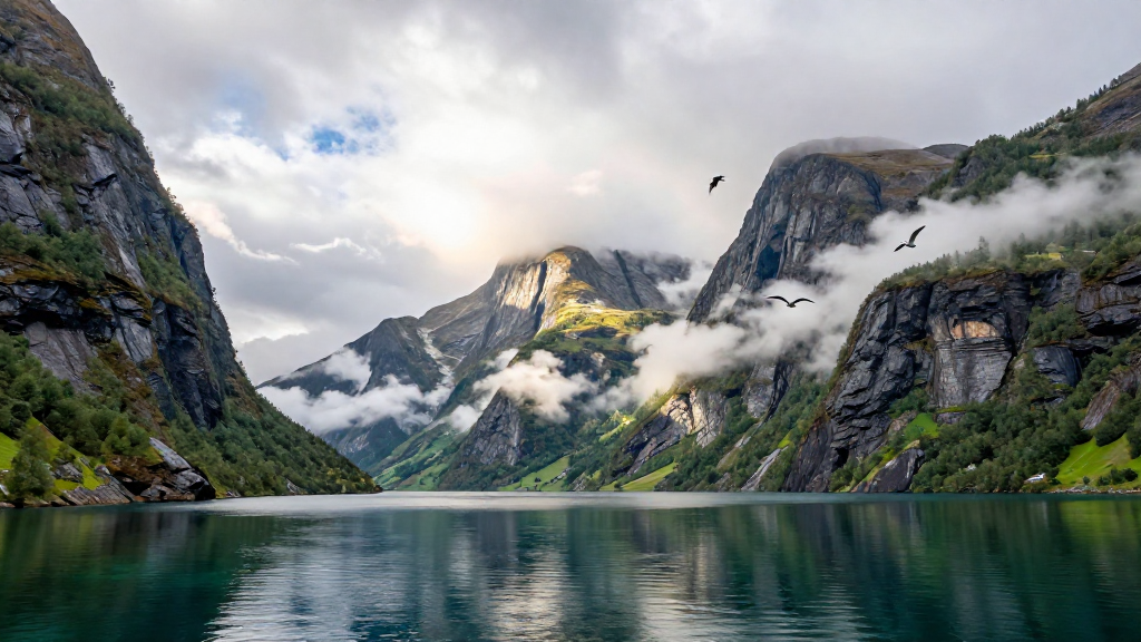 欧洲挪威峡湾山脉诗意表达