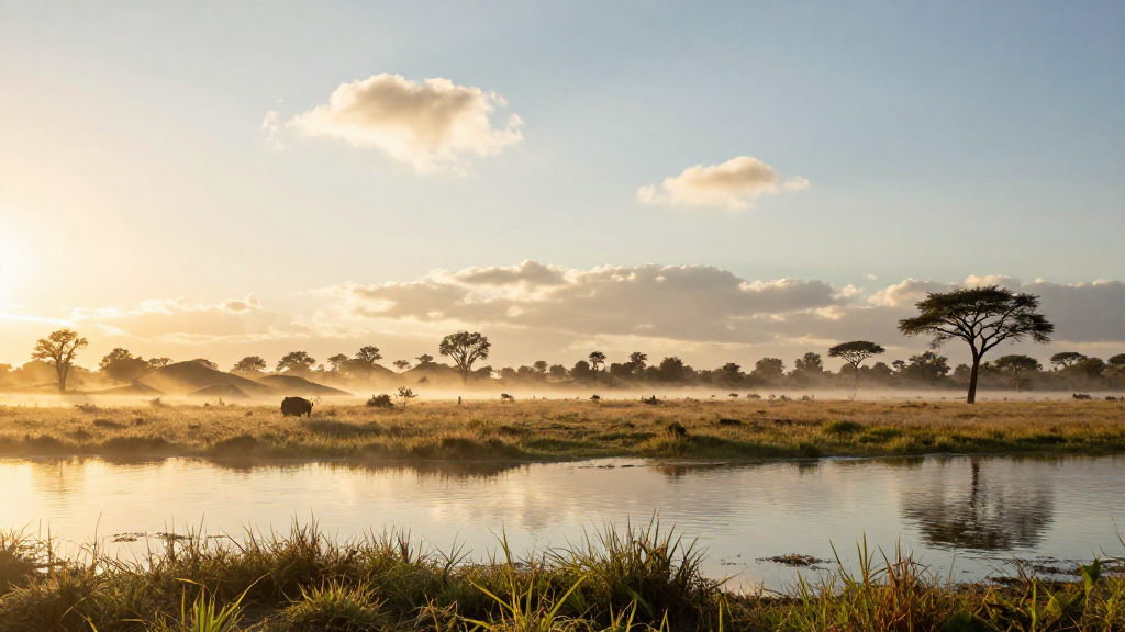 非洲博茨瓦纳奥卡万戈湿地海市蜃楼景观
