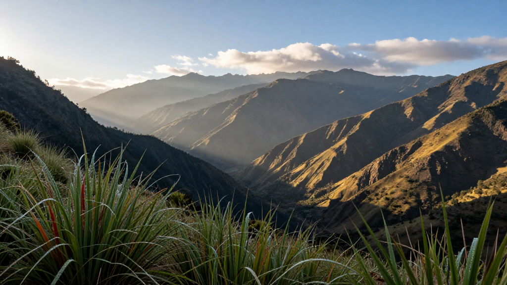 南美洲秘鲁安第斯山脉峡谷露水景观