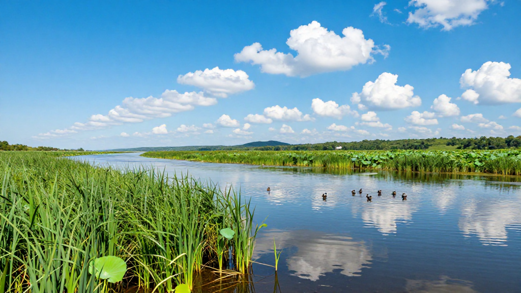 北美洲密西西比河流域湿地仲夏景观