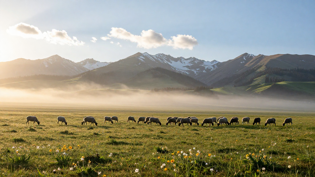 亚洲新疆天山草原蒙气差景观