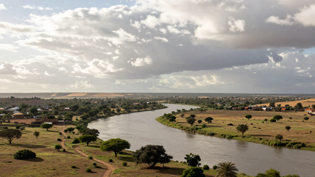 非洲塞内加尔萨赫勒地区河流多云景观