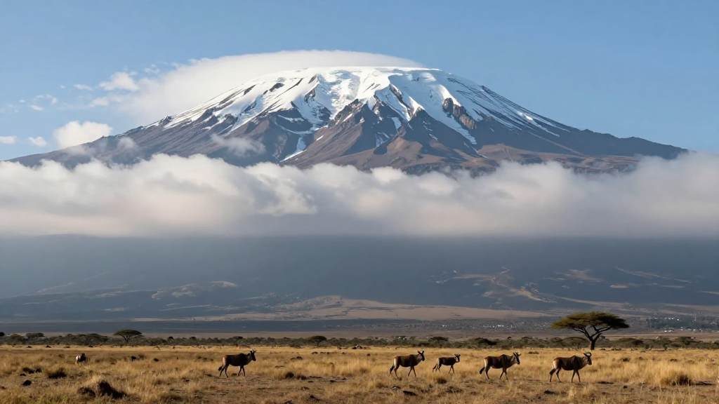 非洲乞力马扎罗山冰川巳时景象