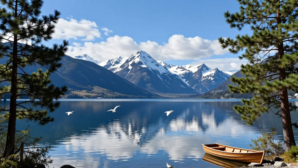 北美洲圣劳伦斯河湖泊蓝色调