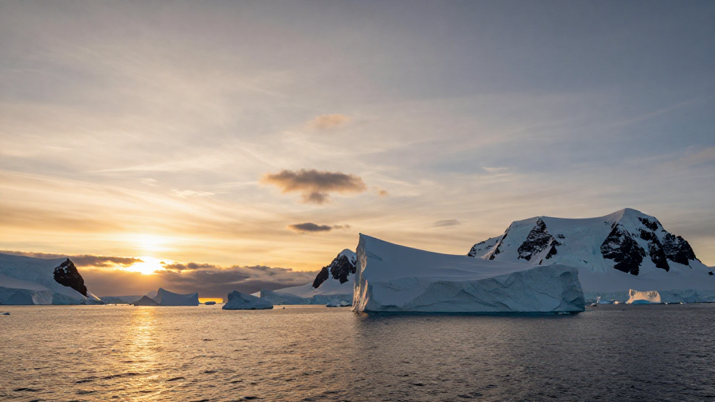 南极洲南极大陆冰川金色调