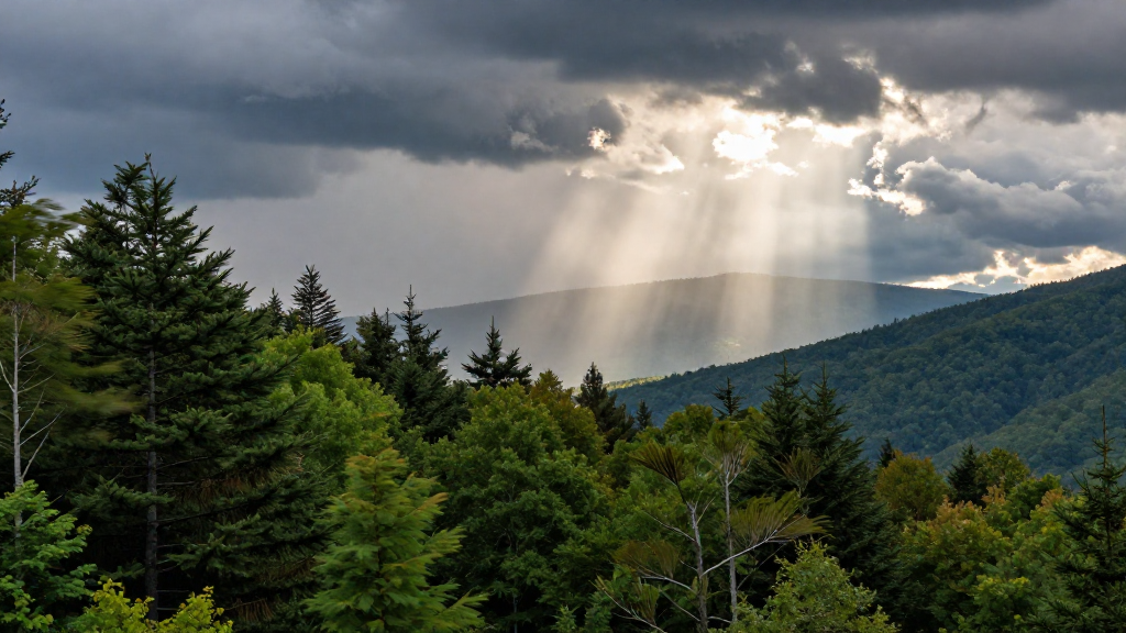 北美洲阿巴拉契亚山脉森林飑锋景观