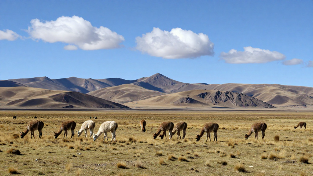 南美洲秘鲁安第斯山脉山脉草原羊驼
