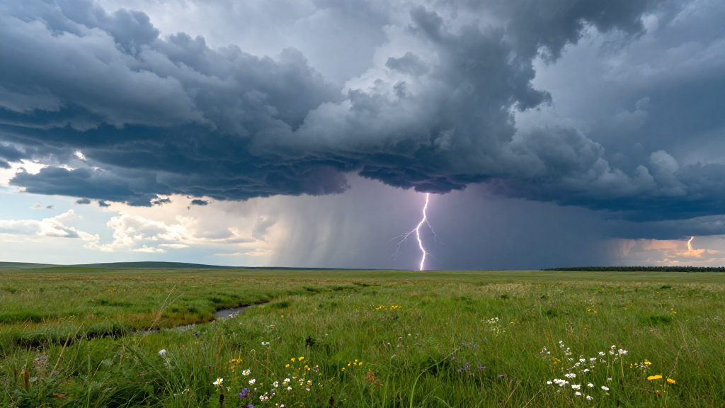 欧洲乌克兰草原平原飑线景观