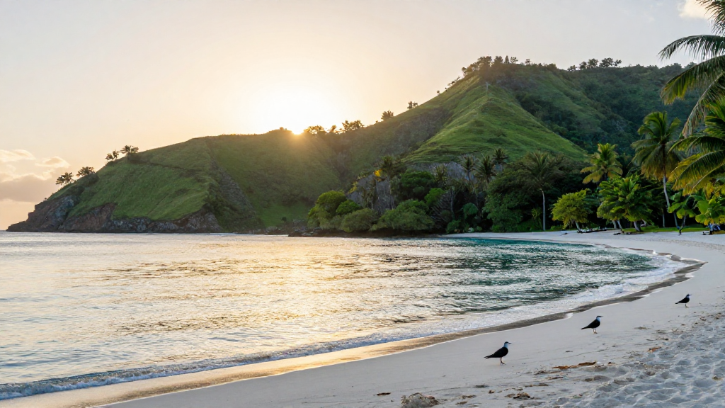 大洋洲所罗门群岛岛屿黎明景象