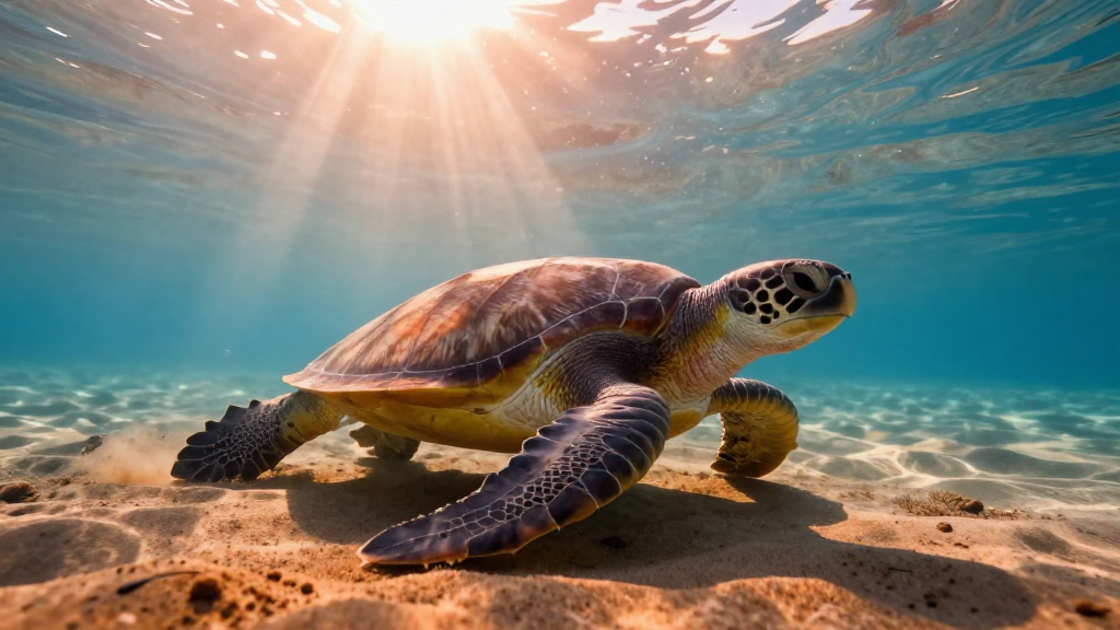亚洲海南三亚海岸海洋海龟