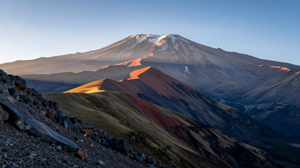 非洲乞力马扎罗山山脉透视效果
