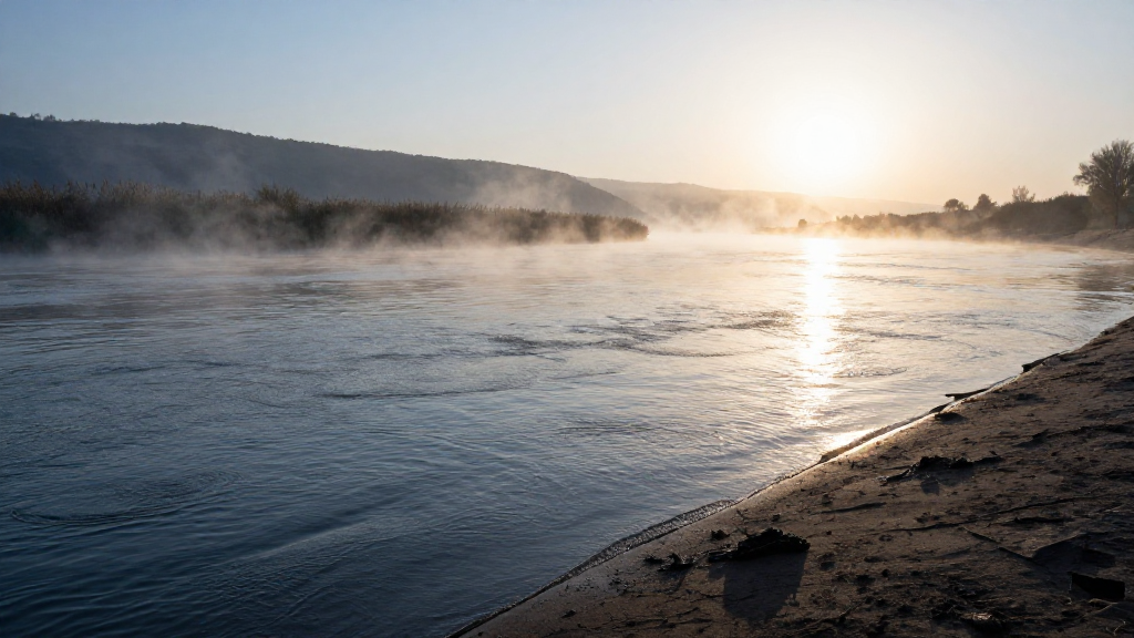 非洲乌干达维多利亚尼罗河河流寅时景象