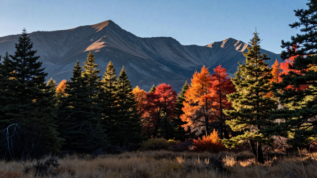 南美洲巴塔哥尼亚山脉深秋景观