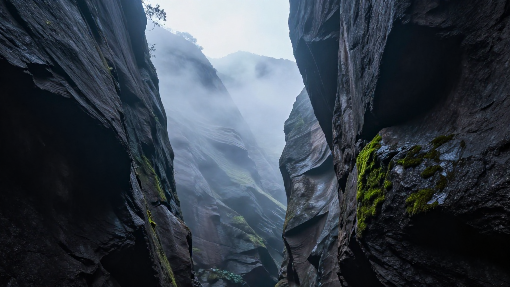 北美洲大烟山峡谷云雾缭绕景观