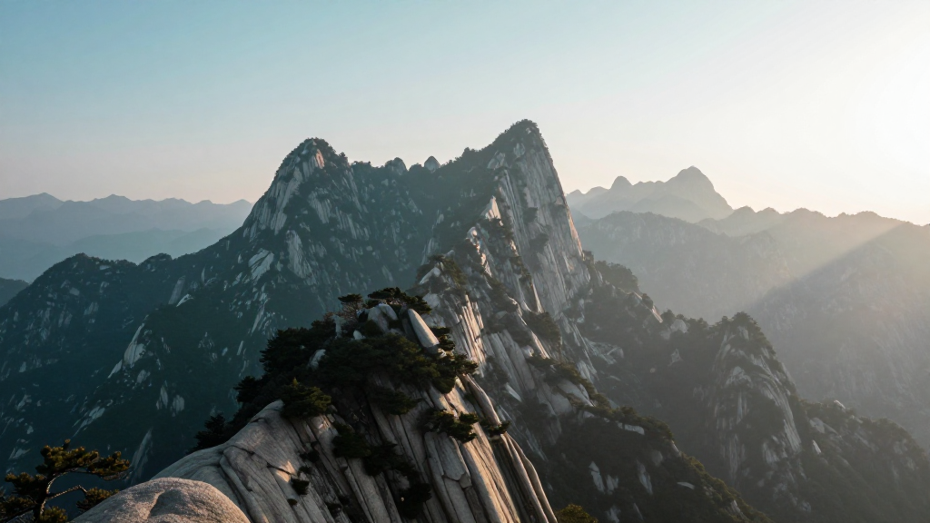 亚洲华山山脉清新色调