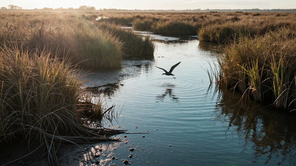 北美洲墨西哥湾沿岸湿地引导线构图