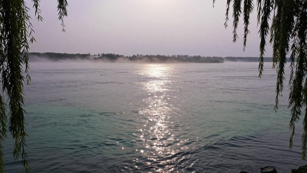 北美洲圣劳伦斯河河流晚春景观