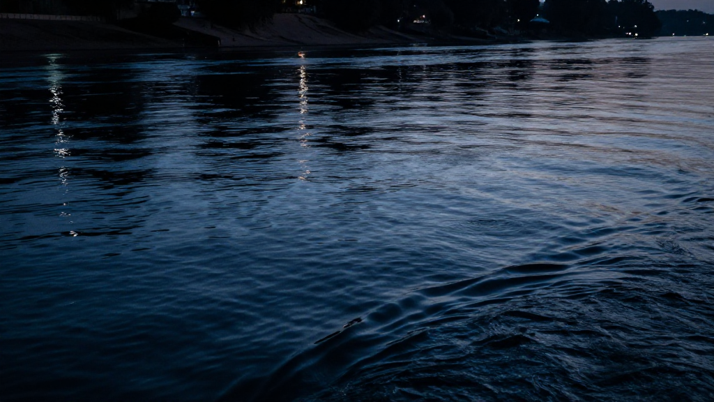 非洲乌干达维多利亚尼罗河河流午夜景象