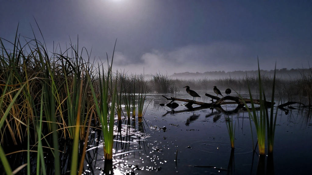 北美洲佛罗里达大沼泽湿地夜晚景象