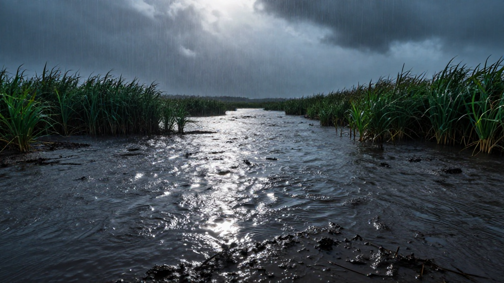 亚洲黑龙江流域湿地暴雨景观