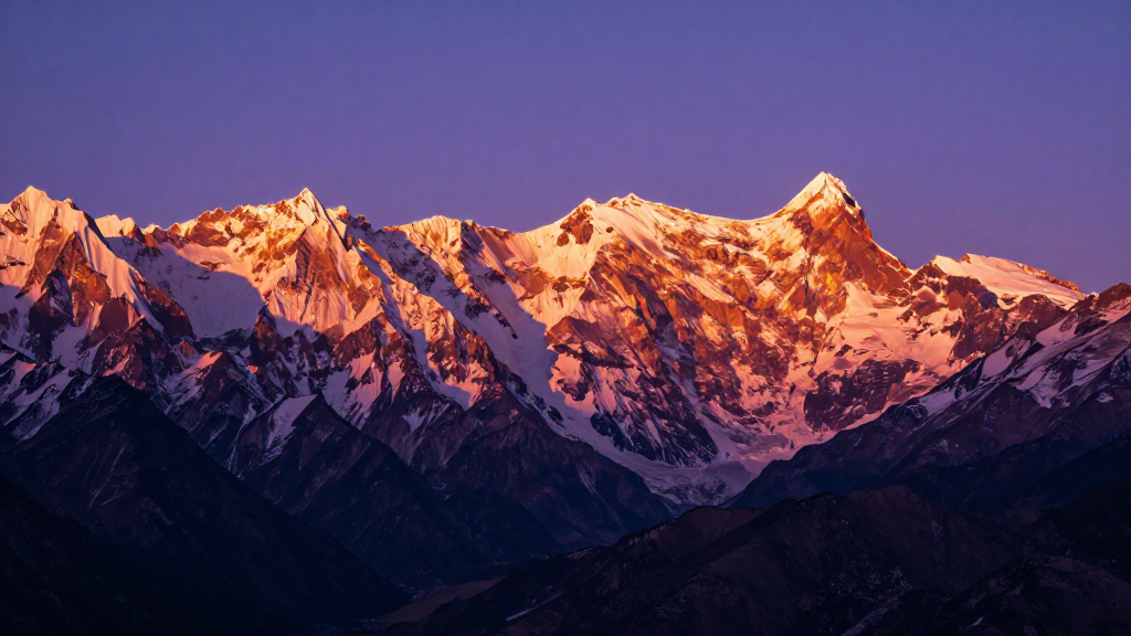 亚洲喜马拉雅山脉山脉黄昏景象