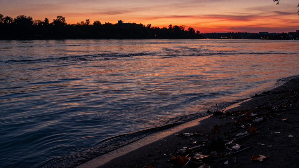 北美洲圣劳伦斯河河流傍晚景象