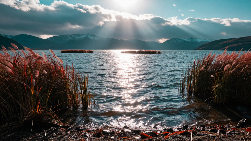 南美洲的的喀喀湖高原明快色彩