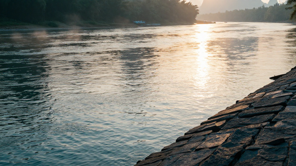 亚洲广西桂林河流对角线构图
