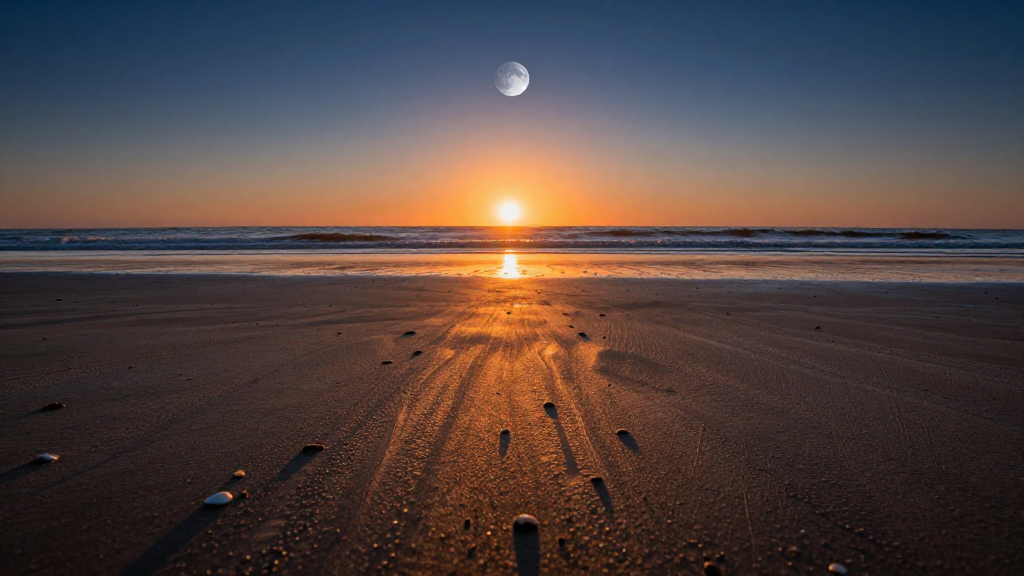 亚洲海南三亚沙滩月食景观