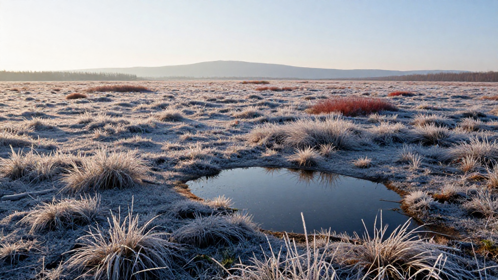 欧洲乌克兰草原湿地冬季景观