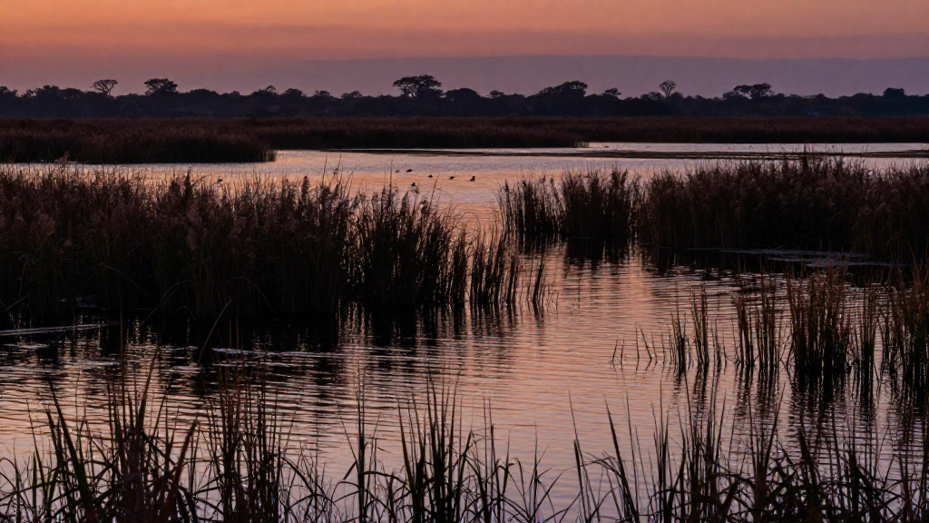 大洋洲卡卡杜湿地薄暮景象