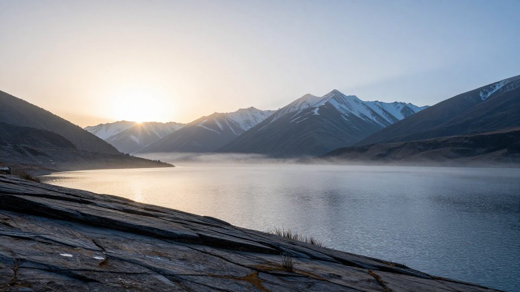 南美洲的的喀喀湖高原卯时景象