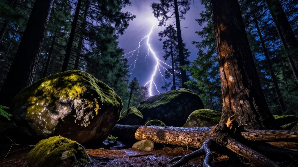 亚洲峨眉山森林闪电景观